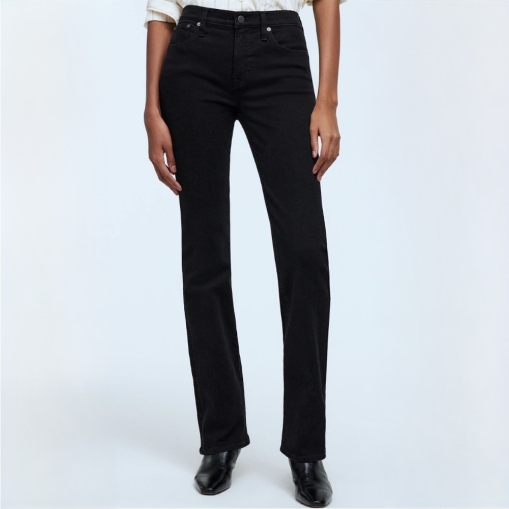 NWT Madewell Petite Kick Out Full-Length Jeans In Black Frost Stretch